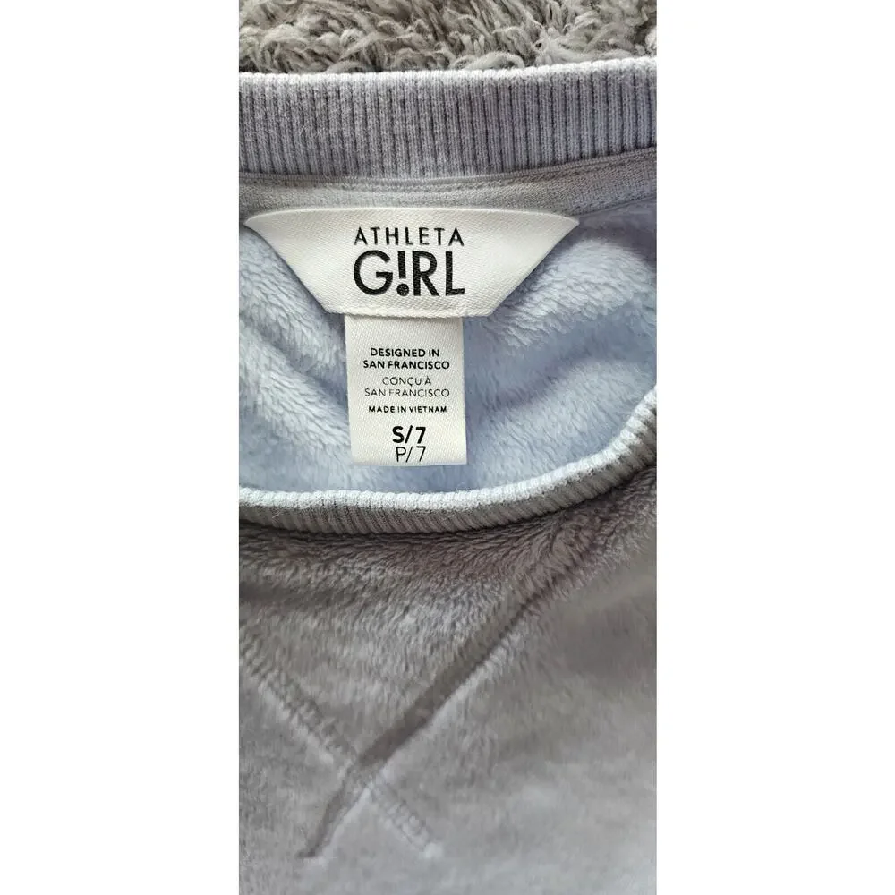 Athleta girl Feeling’ Good 2.0‎ Blue Fuzzy Sweatshirt Top Girls 7